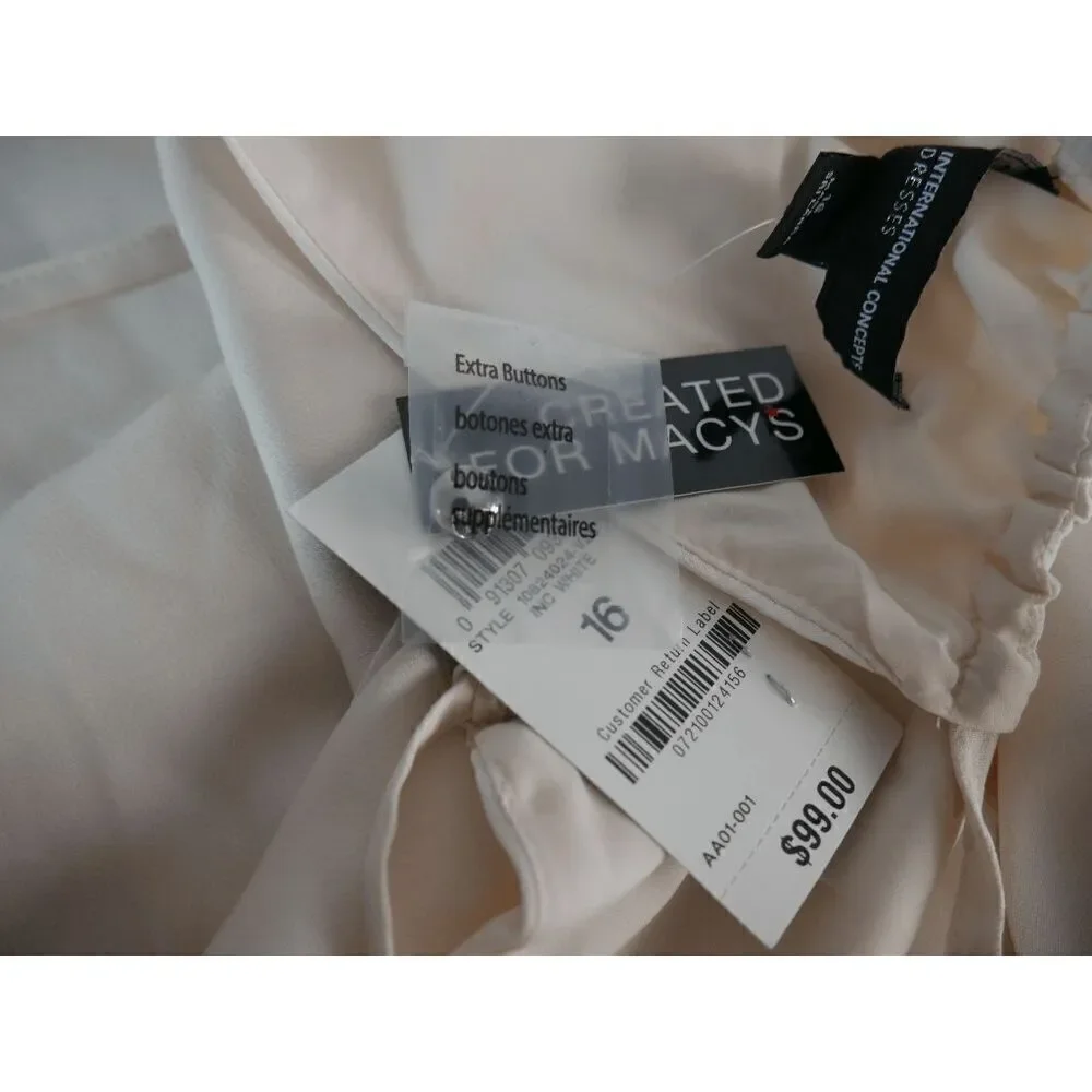 INC Women's Satin Crepe High Halter Neckline Waist Tie Midi Dress Size 16 - Picture 12 of 13